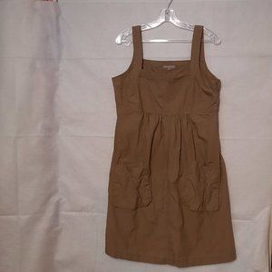 Somewhere Khaki Smocked 100% Cotton Jumper Dress Ladies Size 10